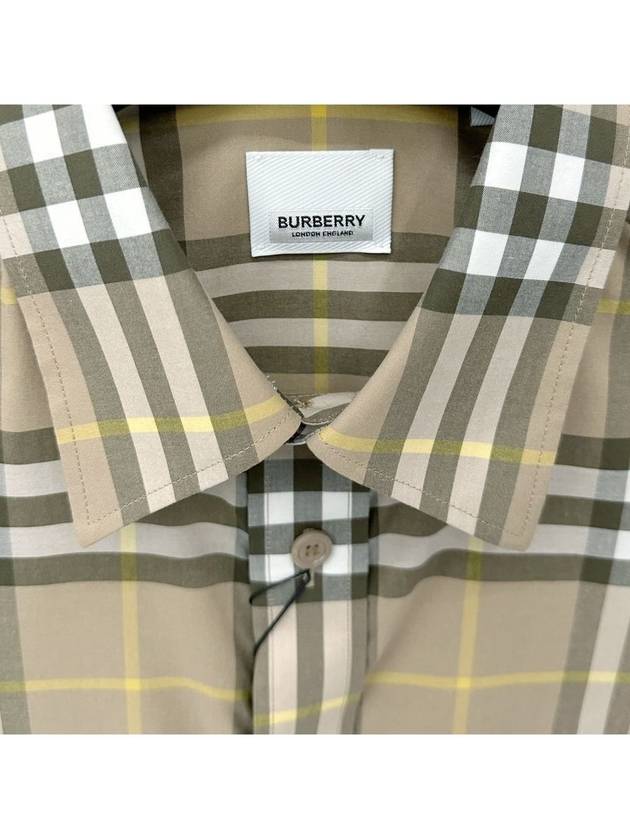 Luxury Burberry Men's Check Pattern Long Sleeve Shirt Beige