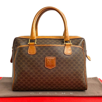 CELINE Boston Duffel bag Leather, PVC Brown Macadam Blazon Pattern Triomphe logo Women(Unisex)