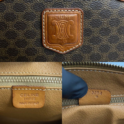 CELINE Boston Duffel bag Leather, PVC Brown Macadam Blazon Pattern Triomphe logo Women(Unisex)