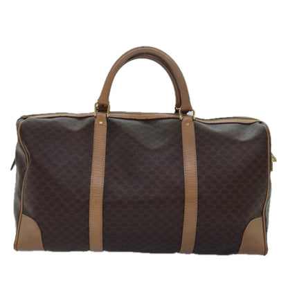 Luxury CELINE Macadam Canvas Boston Bag PVC Leather Brown  79437