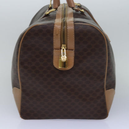 Luxury CELINE Macadam Canvas Boston Bag PVC Leather Brown  79437