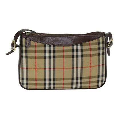 Luxury BurberrySs Nova Check Shoulder Bag Canvas Leather Beige Auth 79541