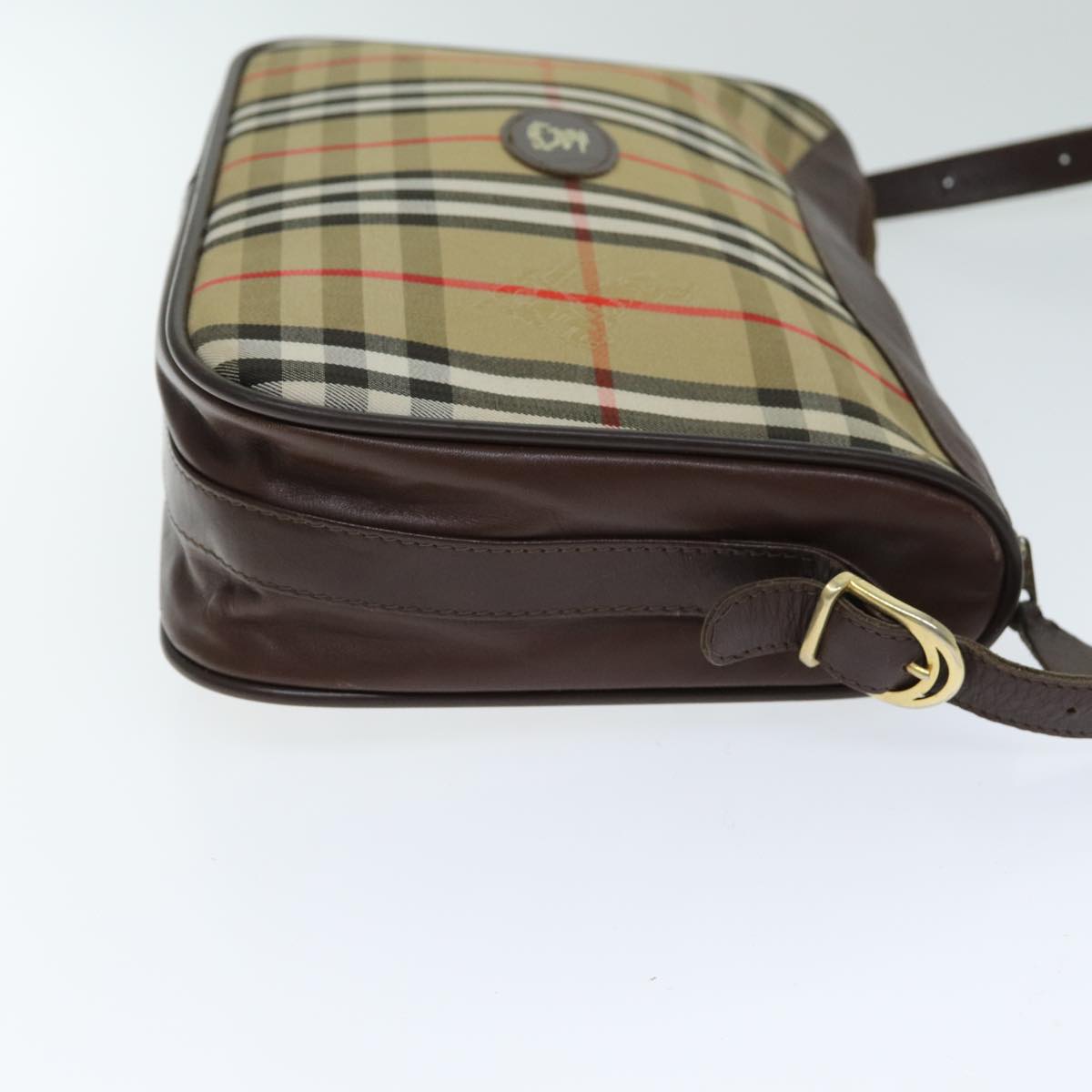 Luxury BurberrySs Nova Check Shoulder Bag Canvas Leather Beige Auth 79541