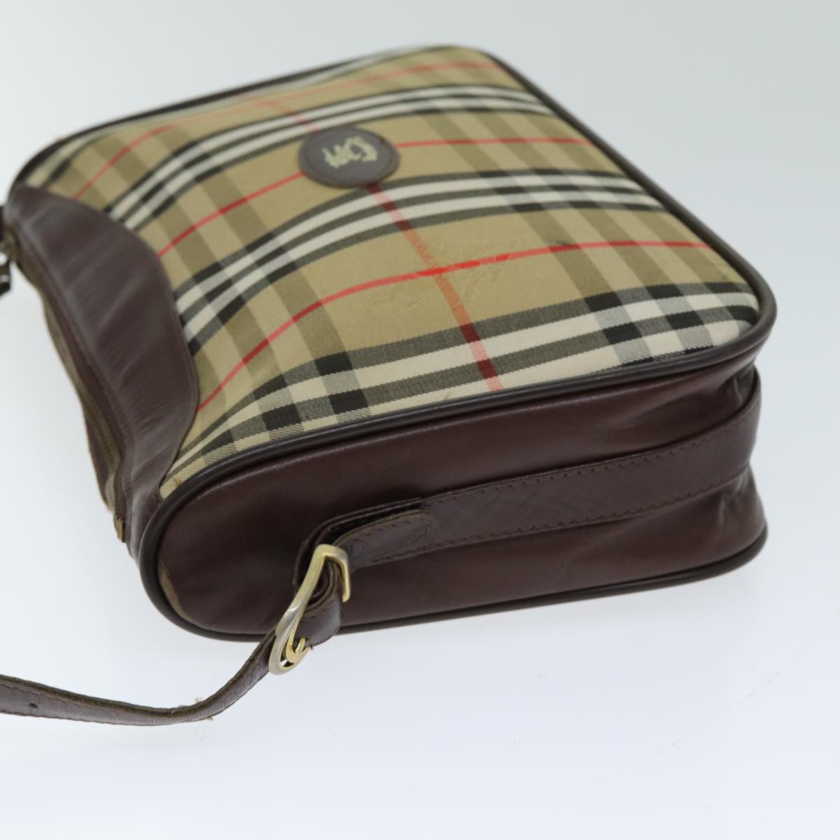Luxury BurberrySs Nova Check Shoulder Bag Canvas Leather Beige Auth 79541