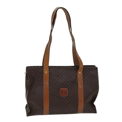 Luxury CELINE Macadam Canvas Shoulder Bag PVC Leather Brown  79543