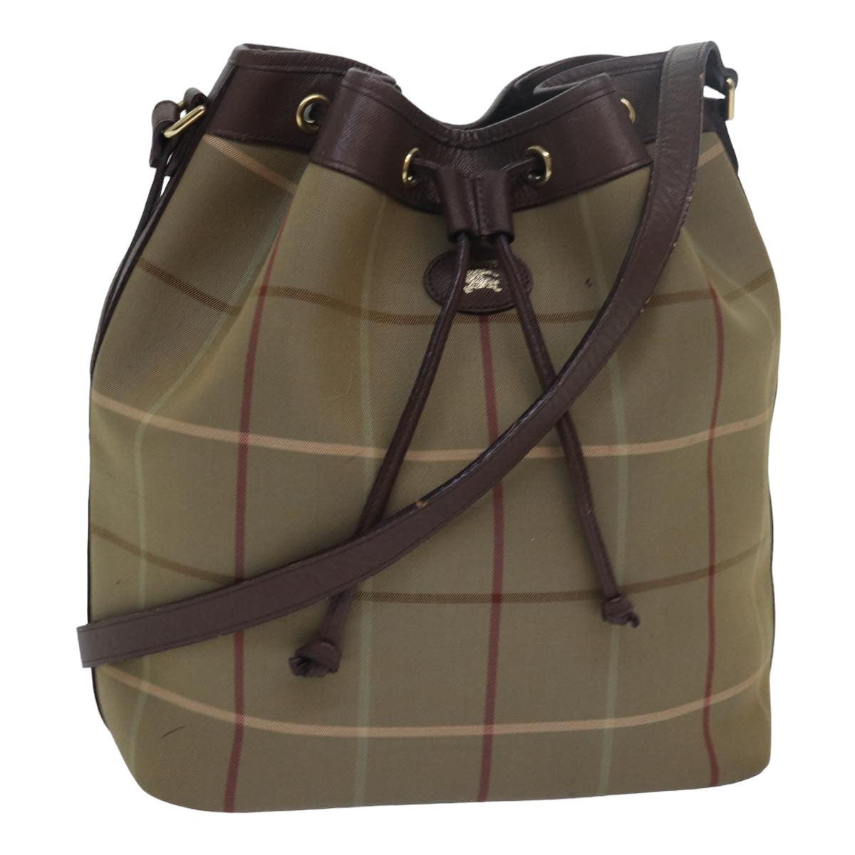 Luxury BurberrySs Nova Check Shoulder Bag Canvas Beige Khaki Auth 79560