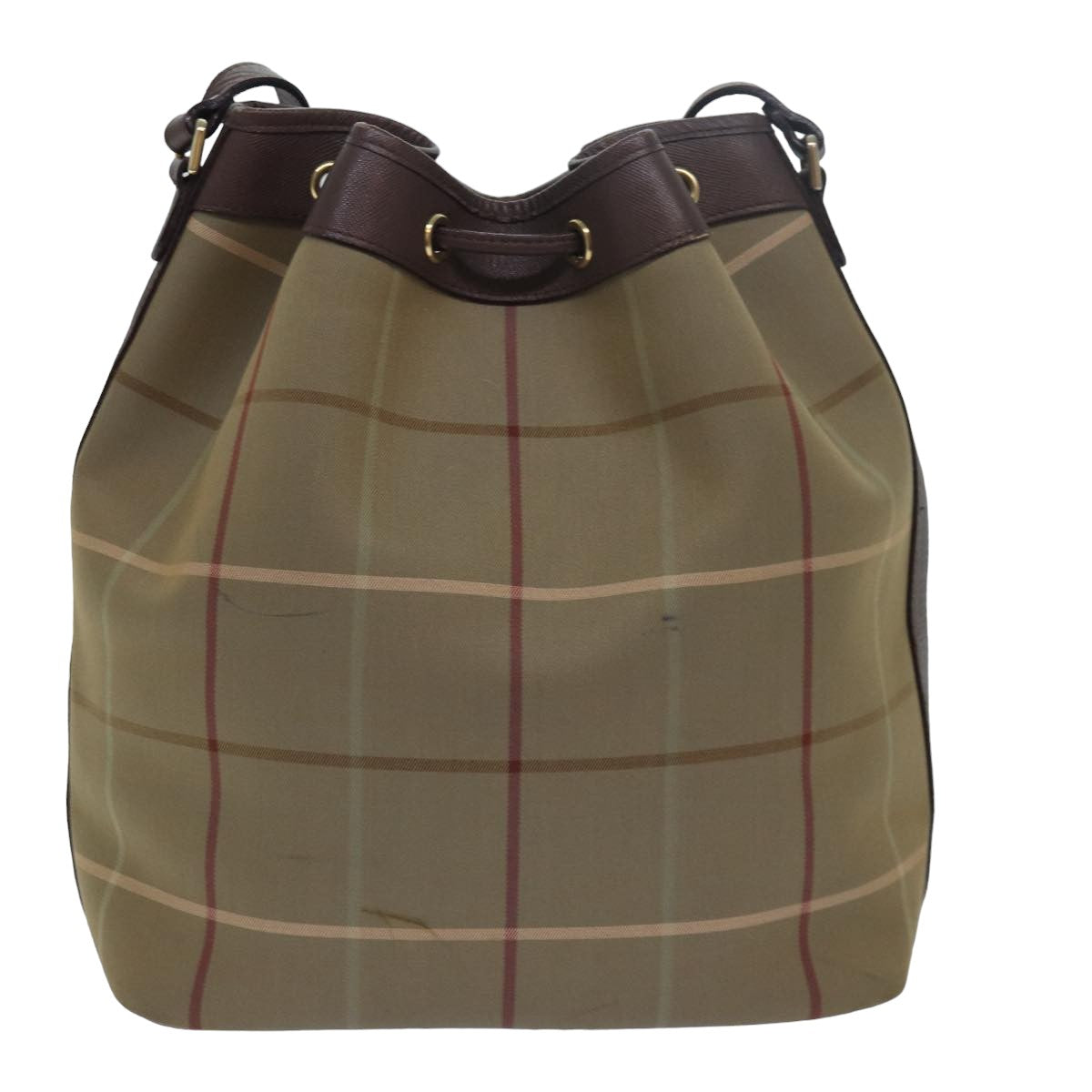Luxury BurberrySs Nova Check Shoulder Bag Canvas Beige Khaki Auth 79560