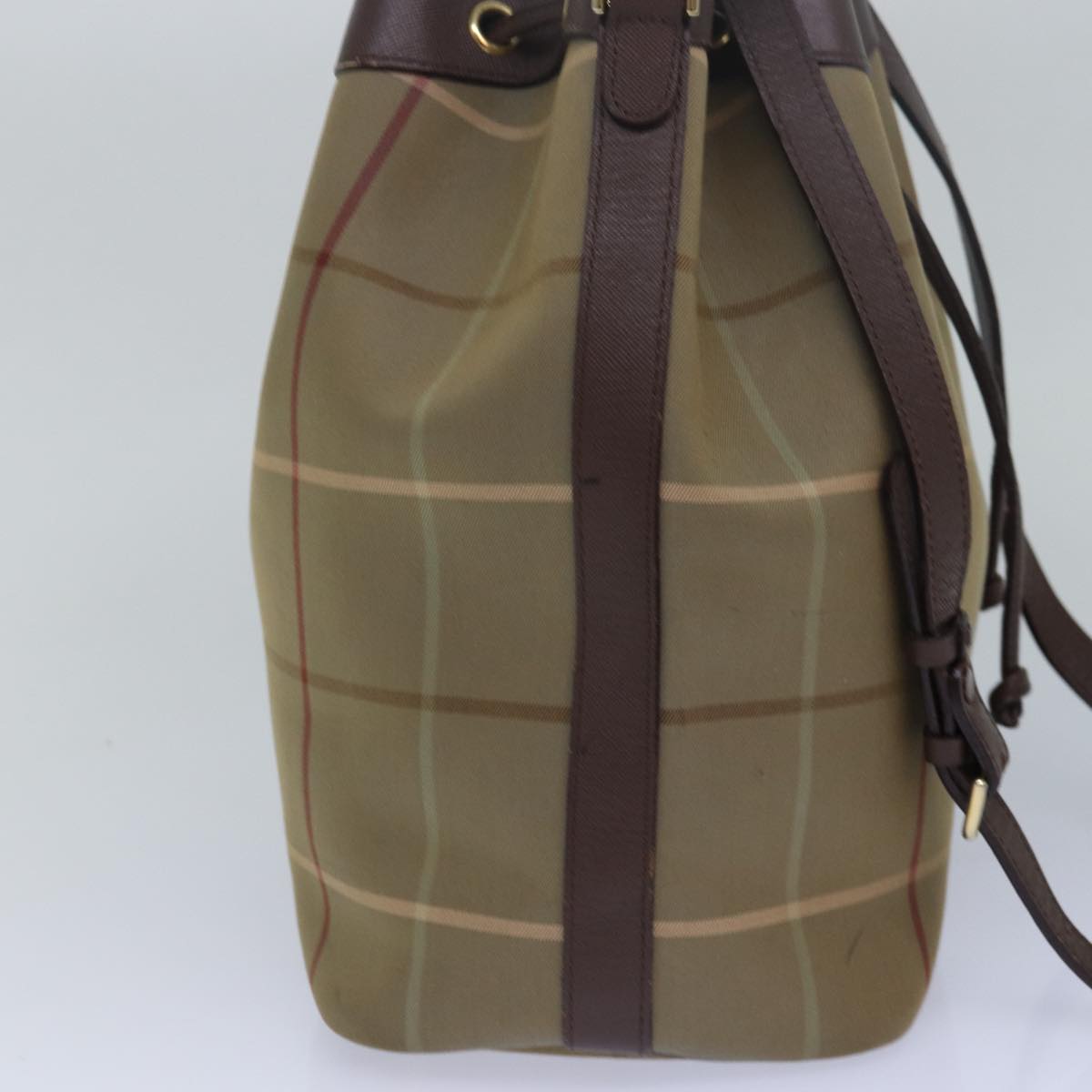 Luxury BurberrySs Nova Check Shoulder Bag Canvas Beige Khaki Auth 79560