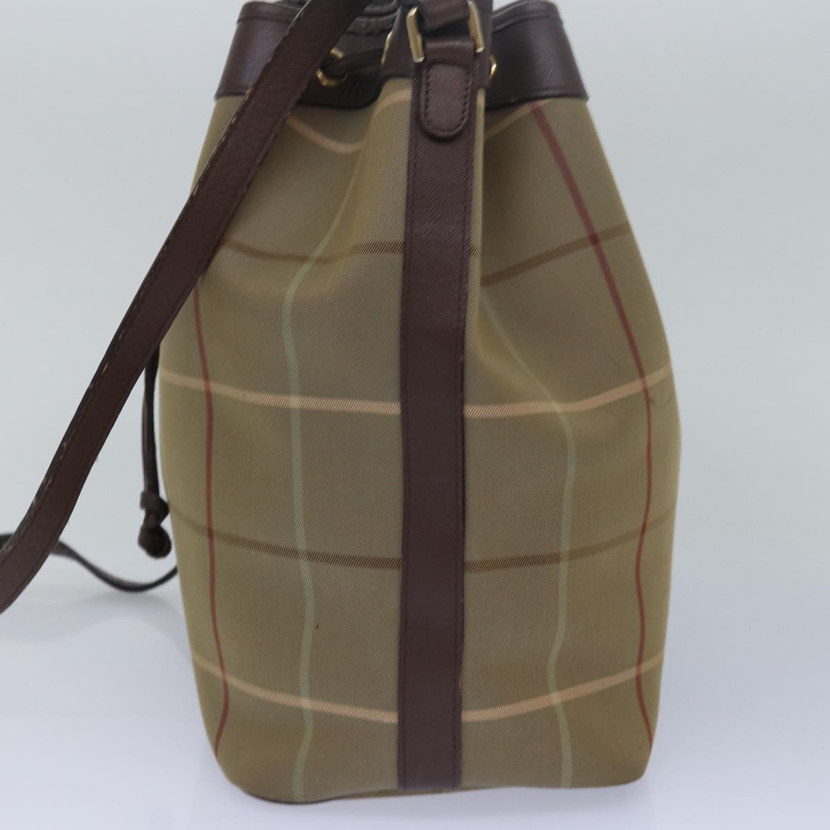 Luxury BurberrySs Nova Check Shoulder Bag Canvas Beige Khaki Auth 79560