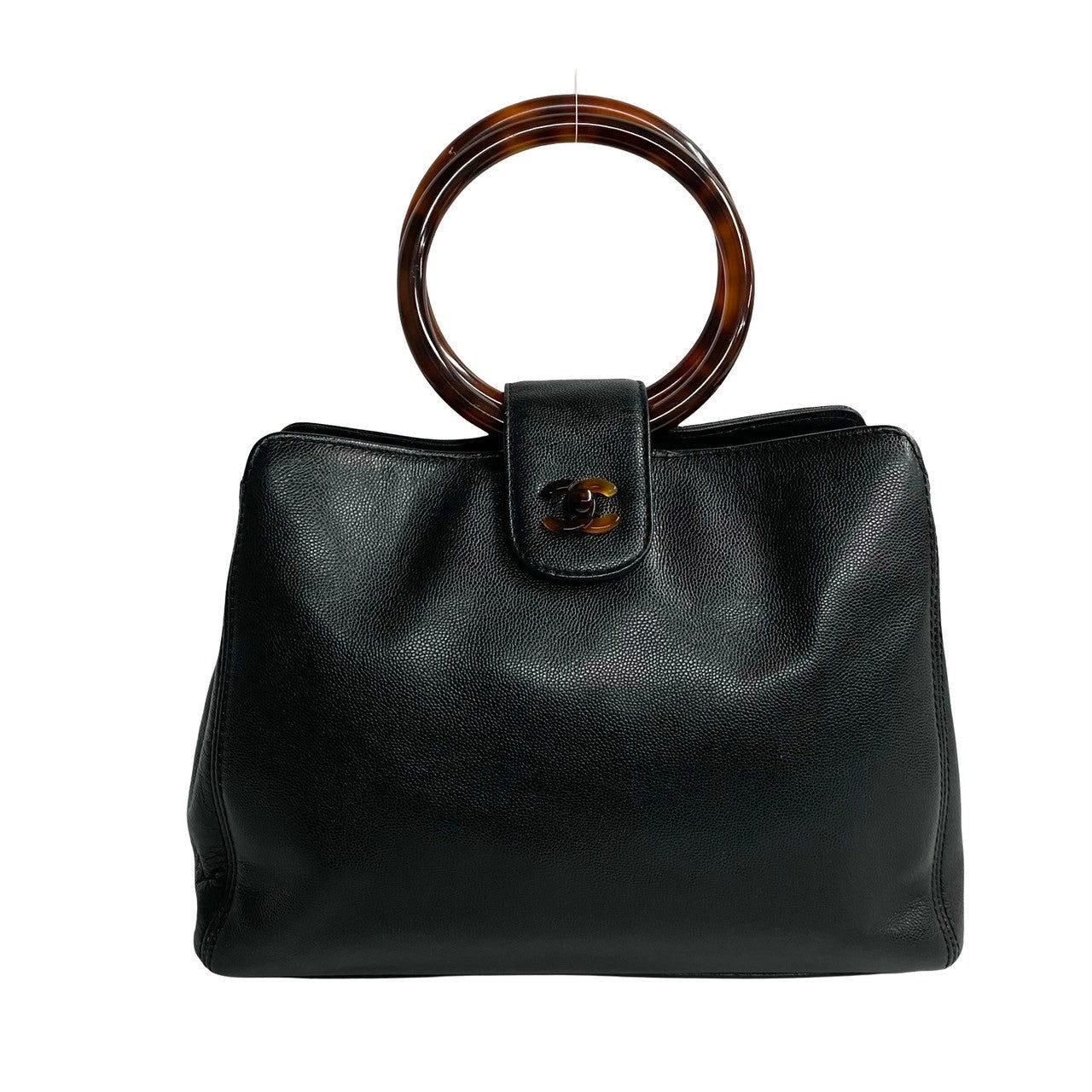 CHANEL Handbag Matte Caviar Skin, Plastic black COCO Mark Women