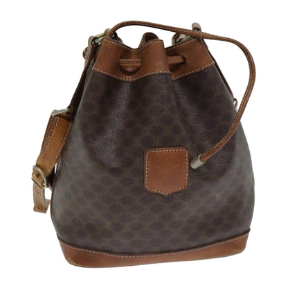 Luxury CELINE Macadam Canvas Shoulder Bag PVC Leather Brown  79626