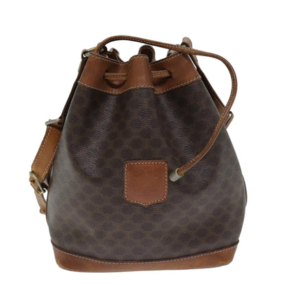 Luxury CELINE Macadam Canvas Shoulder Bag PVC Leather Brown  79626