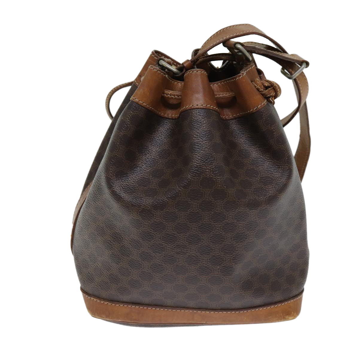 Luxury CELINE Macadam Canvas Shoulder Bag PVC Leather Brown  79626