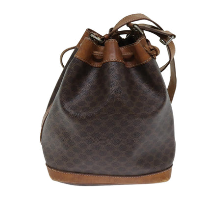 Luxury CELINE Macadam Canvas Shoulder Bag PVC Leather Brown  79626