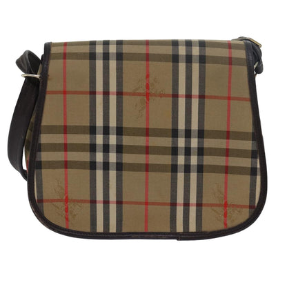 Luxury BurberrySs Nova Check Shoulder Bag Canvas Brown Dark Brown Auth 79633