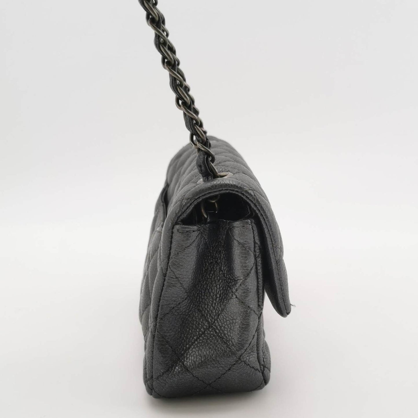 Chanel Classic Flap Rectangular Mini Gunmetal Grey Caviar Leather Crossbody Bag