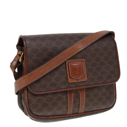 Luxury CELINE Macadam Canvas Shoulder Bag PVC Leather Brown  79666