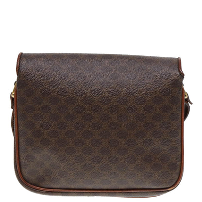 Luxury CELINE Macadam Canvas Shoulder Bag PVC Leather Brown  79666