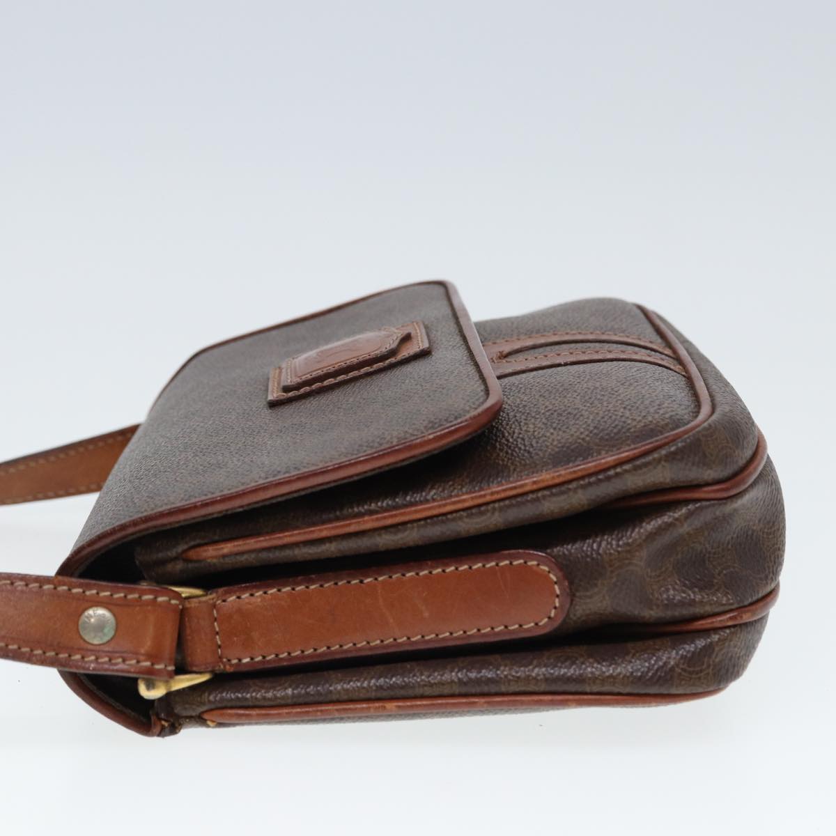 Luxury CELINE Macadam Canvas Shoulder Bag PVC Leather Brown  79666