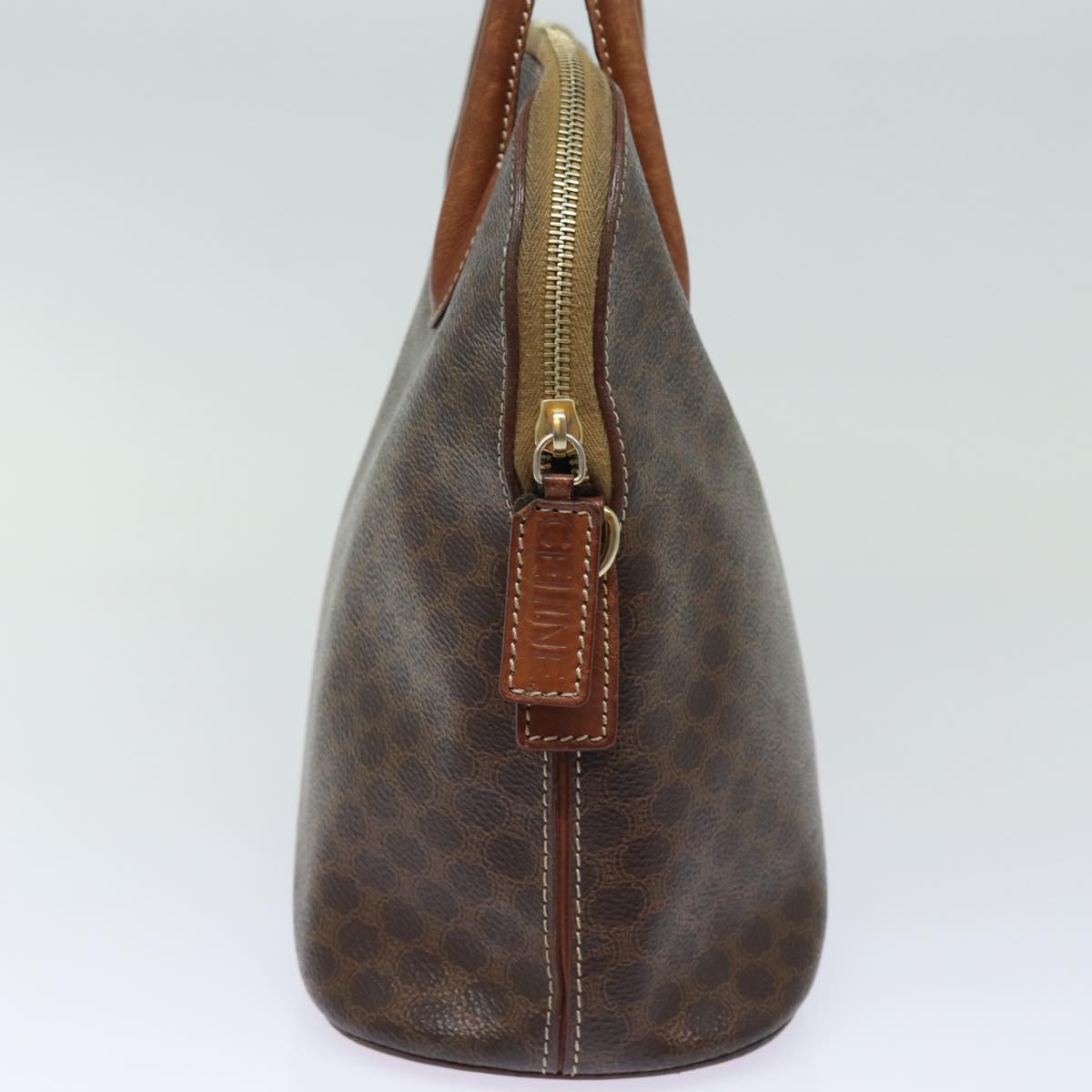 Luxury CELINE Macadam Canvas Hand Bag PVC Leather Brown  79677