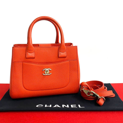 CHANEL Shoulder Bag Matt caviar skin Orange Neo Executive Small Women