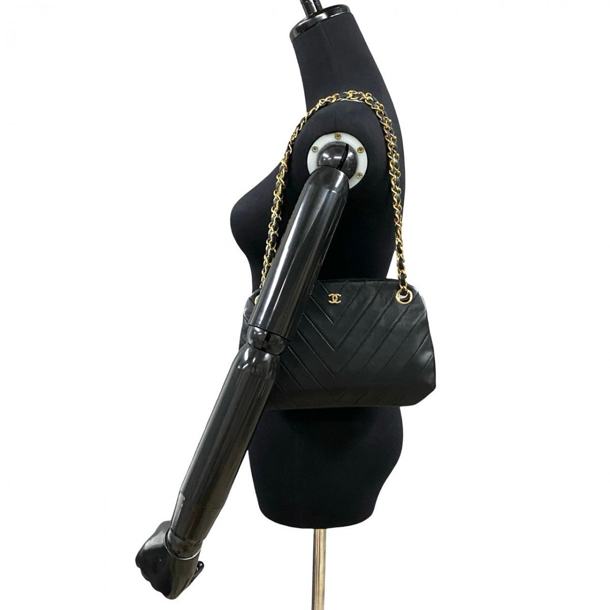 CHANEL Shoulder Bag lambskin black COCO Mark Vstitch Women