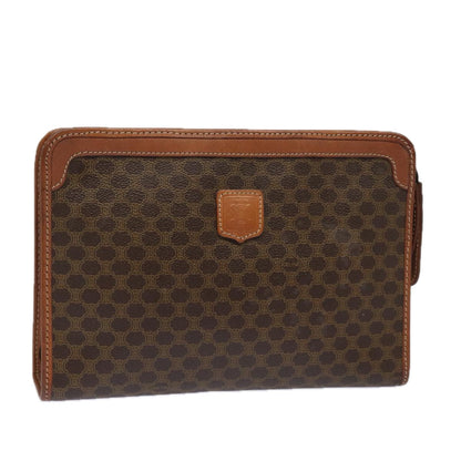 Luxury CELINE Macadam Canvas Clutch Bag PVC Leather Beige  79732