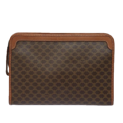 Luxury CELINE Macadam Canvas Clutch Bag PVC Leather Beige  79732