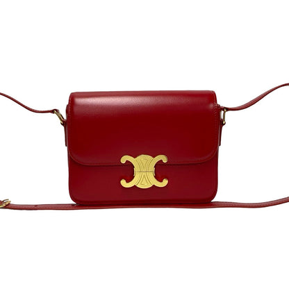 CELINE Shoulder Bag Leather, PVC Red Triomphe logo Metal Teen Triomphe Women