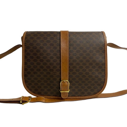 CELINE Shoulder Bag Leather, PVC Brown Macadam Blason Triomphe Pattern mens
