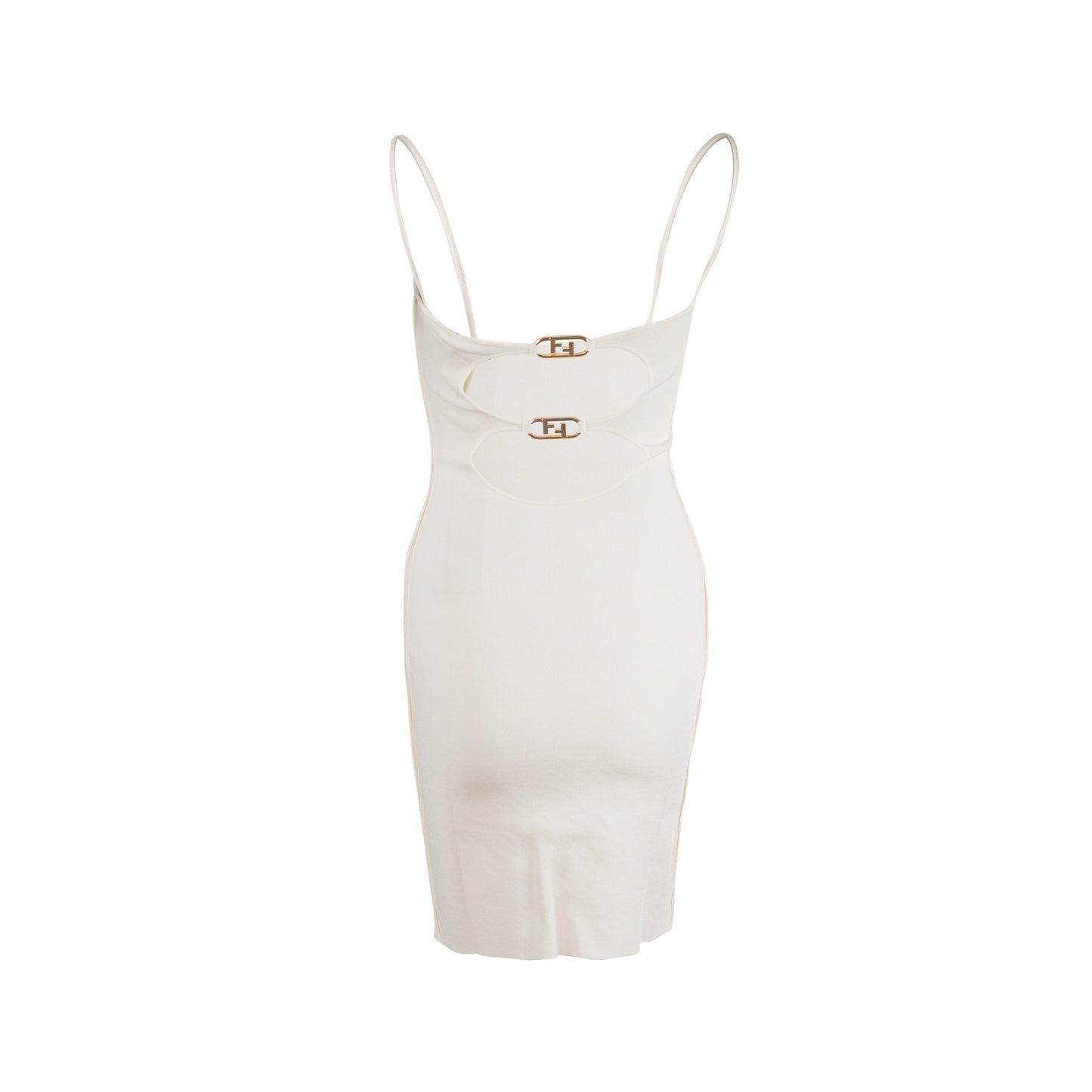Fendi size 36 abito brush double dress viscose / polyester white