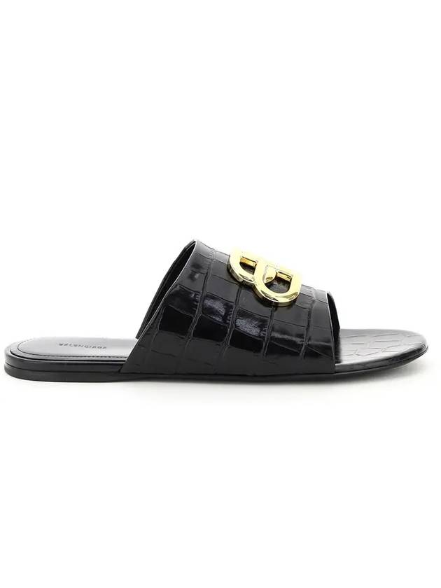 Luxury Balenciaga Trending 2025 Gold BB Logo Oval Slippers Black