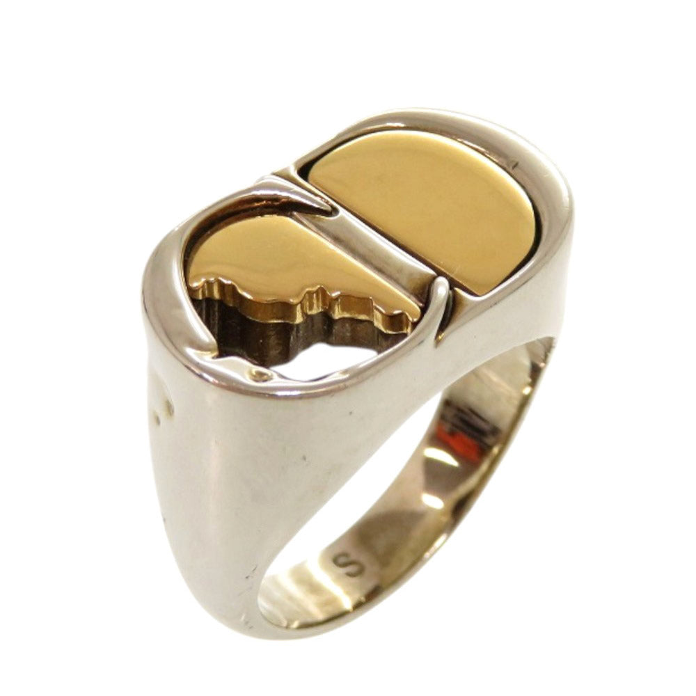 Christian Dior Ring metal Silver CD logo mens S
