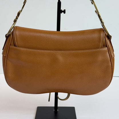 Dior Vintage Double Saddle Brown Leather Gold-tone Hardware