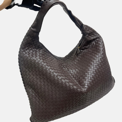 Bottega Veneta Hobo Bag Large Dark Chocolate Brown Lambskin leather 50cm