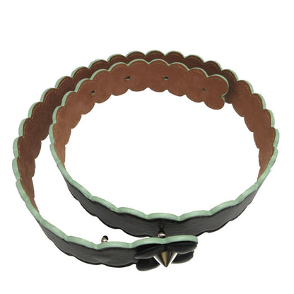 FENDI belt leather black Flower motif unisex(Unisex) 75/30