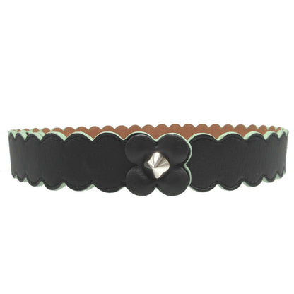 FENDI belt leather black Flower motif unisex(Unisex) 75/30
