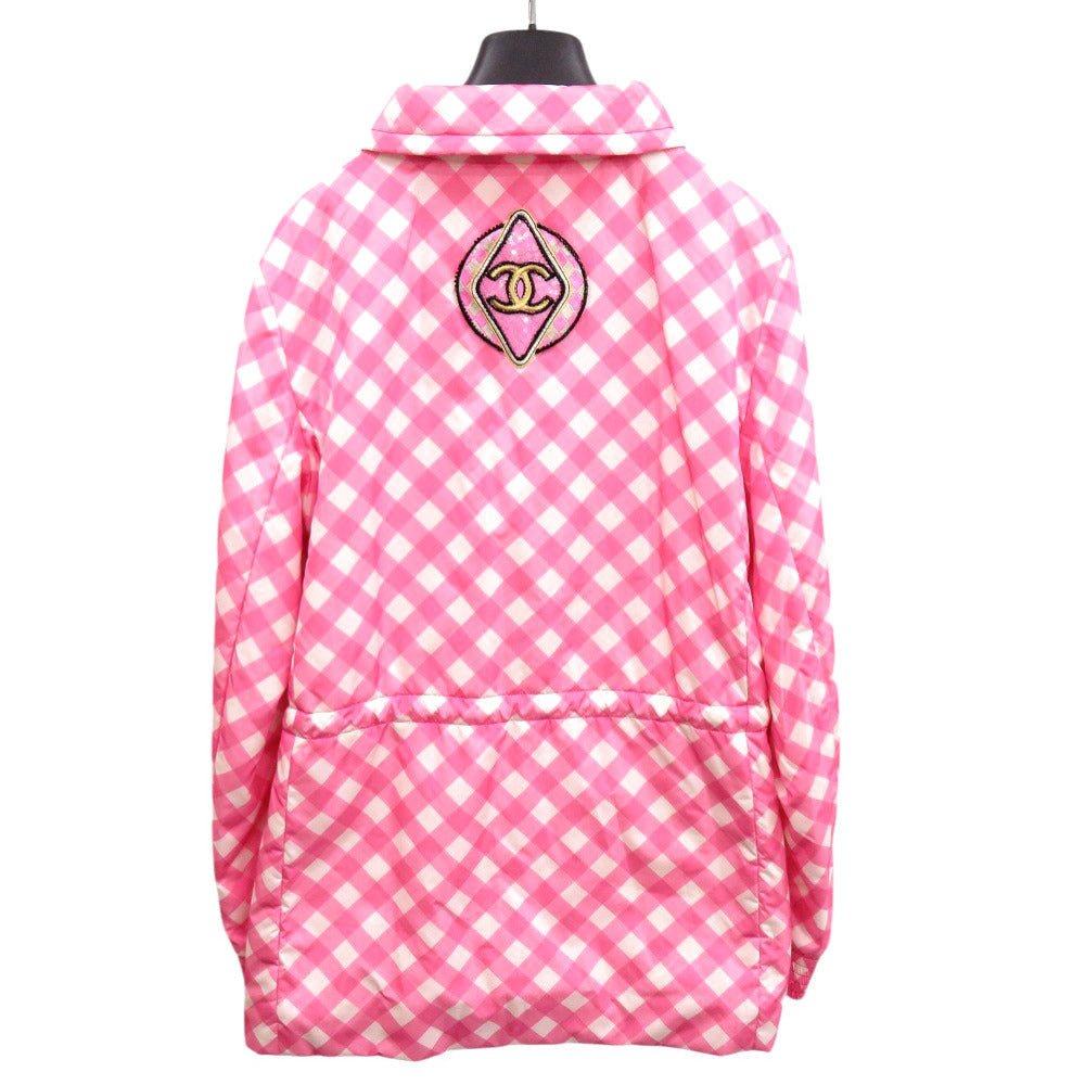 CHANEL Nylon jacket 23C P74093 V65695 Silk, Nylon pink Coat Hoodie Sequins Patch Women 42
