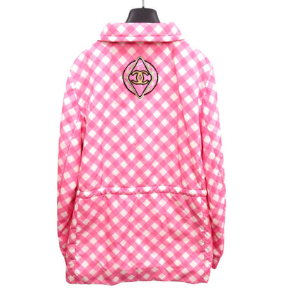 CHANEL Nylon jacket 23C P74093 V65695 Silk, Nylon pink Coat Hoodie Sequins Patch Women 42