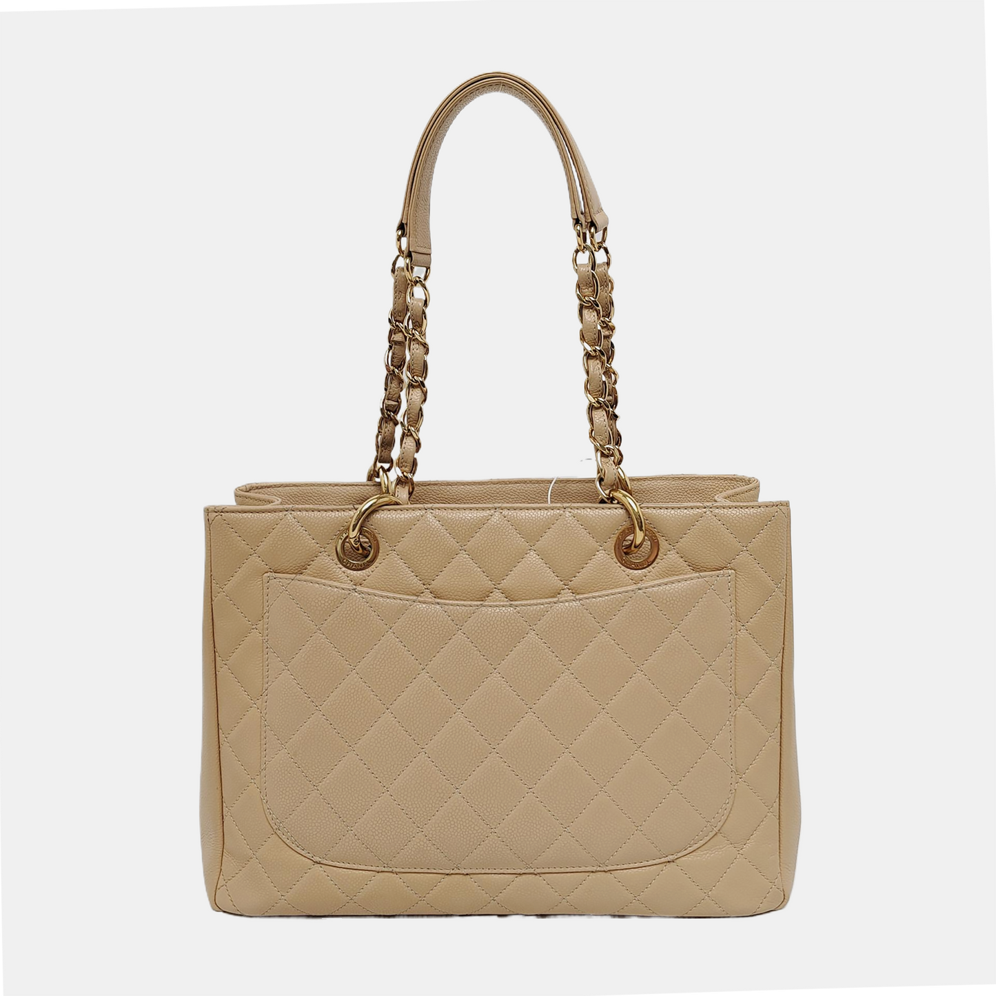 Chanel GST Grand Shopping Tote Beige Caviar Leather GM Gold Hardware