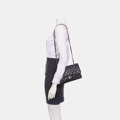 Chanel Timeless Classic Flap Medium Black Lambskin Leather Gold Hardware, 2015-16