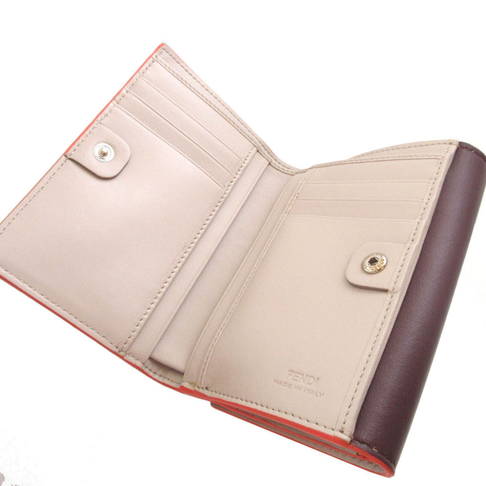 FENDI Bifold Wallet 8M0359 leather Bordeaux W Hook Wallet  Peekaboo unisex(Unisex)