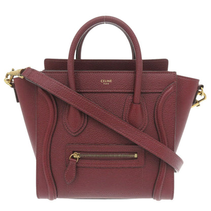 CELINE Handbag leather Burgundy 2WAY Luggage Nano Shopper Women