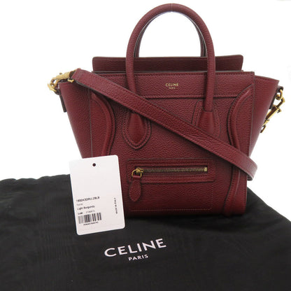 CELINE Handbag leather Burgundy 2WAY Luggage Nano Shopper Women