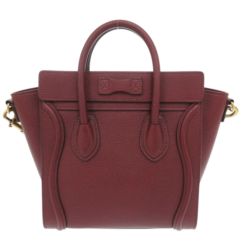 CELINE Handbag leather Burgundy 2WAY Luggage Nano Shopper Women