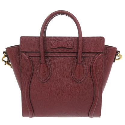 CELINE Handbag leather Burgundy 2WAY Luggage Nano Shopper Women