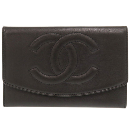 CHANEL Bifold Wallet lambskin black COCO Mark Women