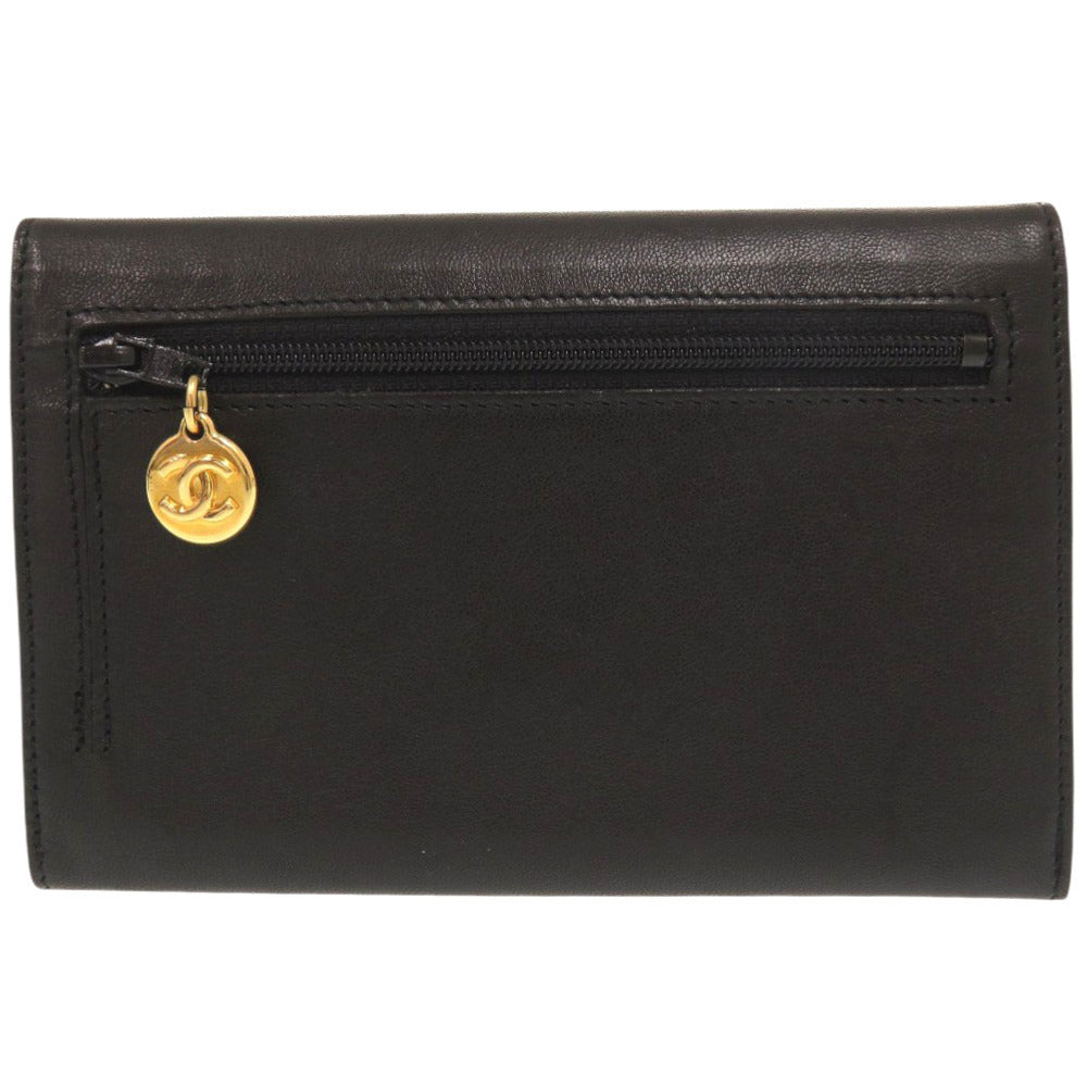 CHANEL Bifold Wallet lambskin black COCO Mark Women