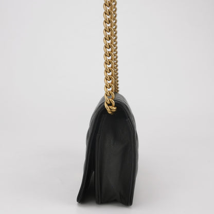 Chanel Wallet on Chain Boy Flap Black Lambskin Leather Gold Hardware