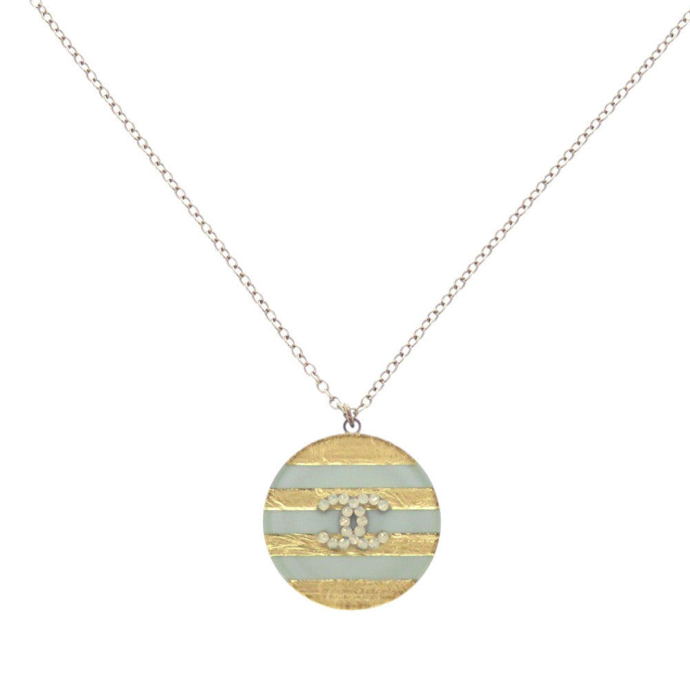 CHANEL Necklace Plastic, Metal Light blue 2way COCO Mark Border Women